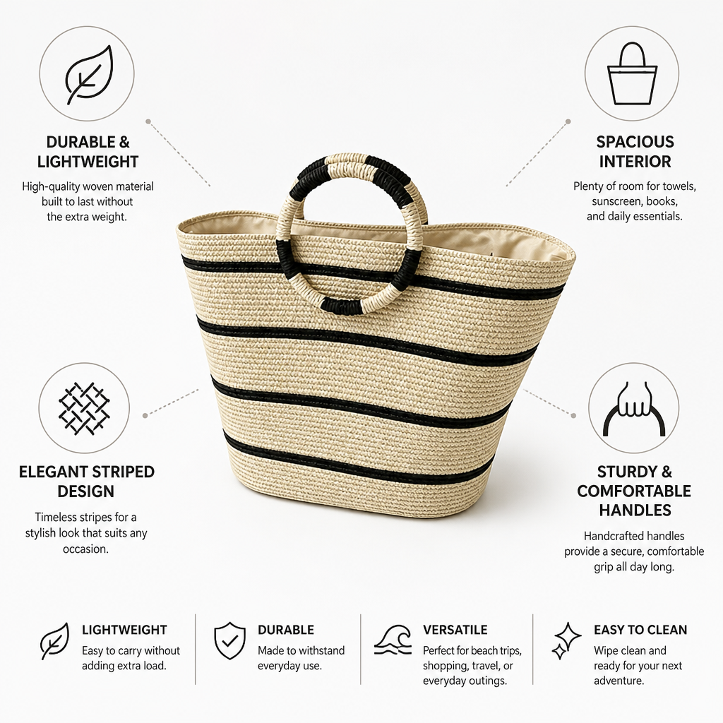 Spacious Lightweight Woven Beach Bag