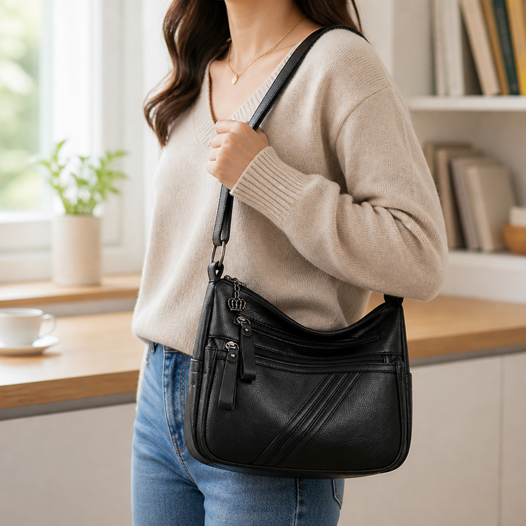 Spacious Multi-Pocket Adjustable Strap Crossbody Bag