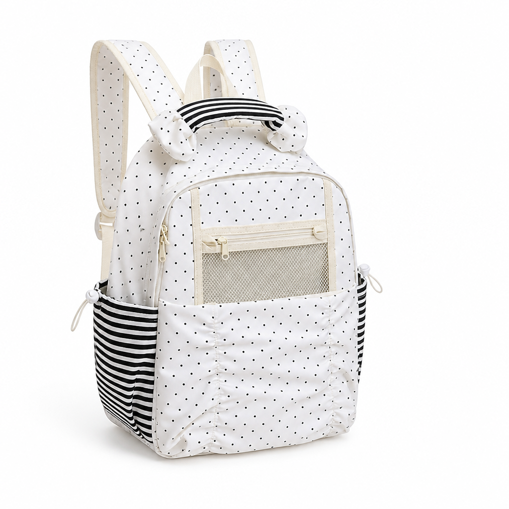 Spacious Polka Dot School Backpack (Padded Adjustable Straps)