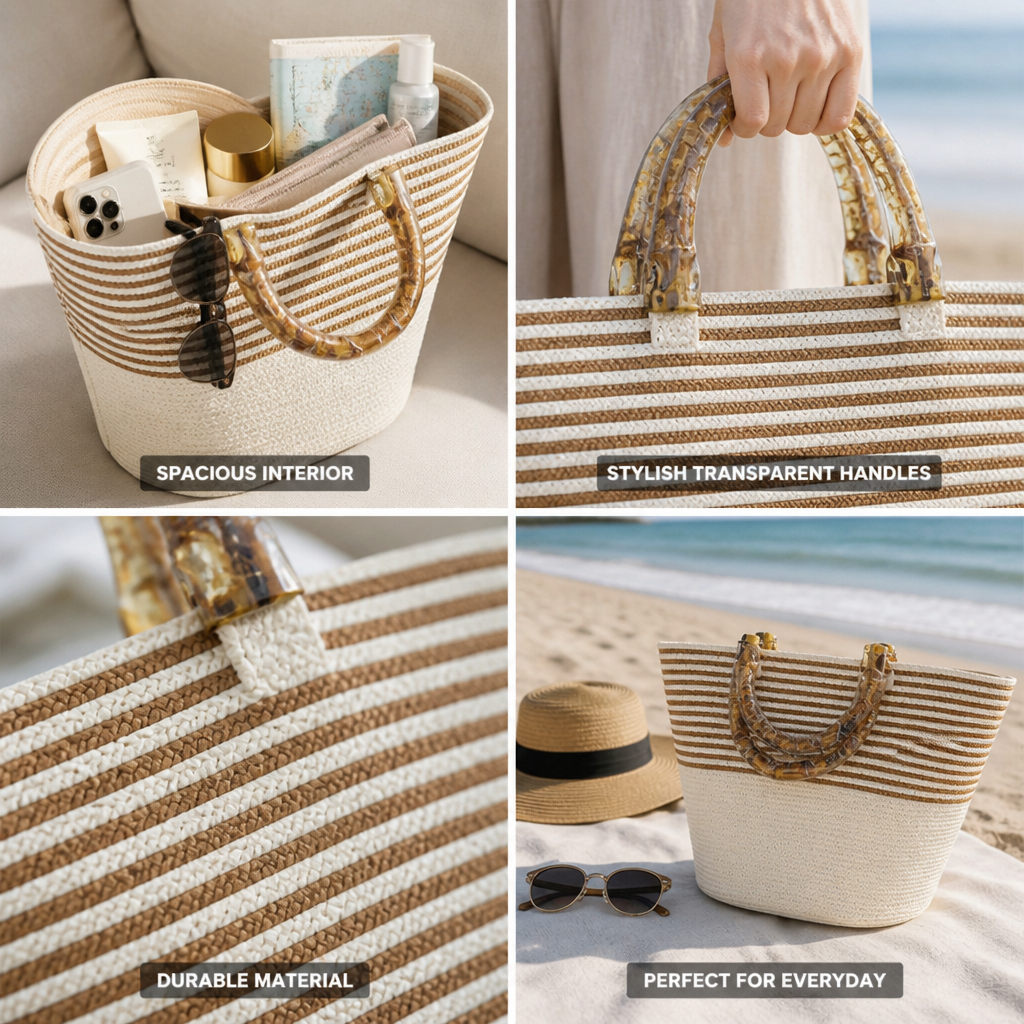 Spacious Transparent-Handle Handbag