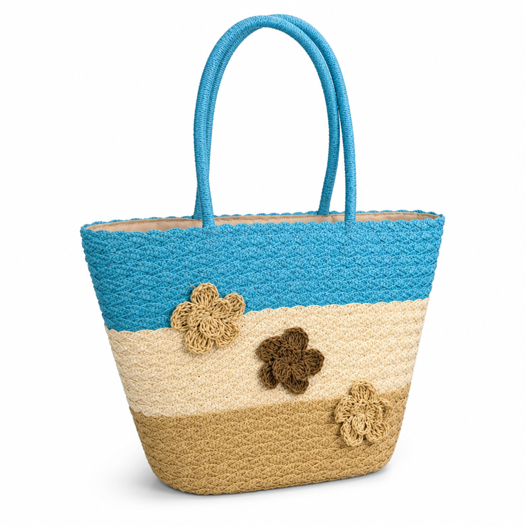 Spacious Woven Straw Beach Tote (45×28×14 cm)