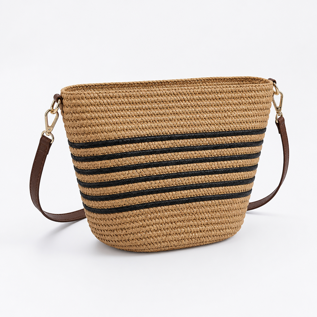 Spacious Woven Straw Beach Tote (45×28×14 cm)