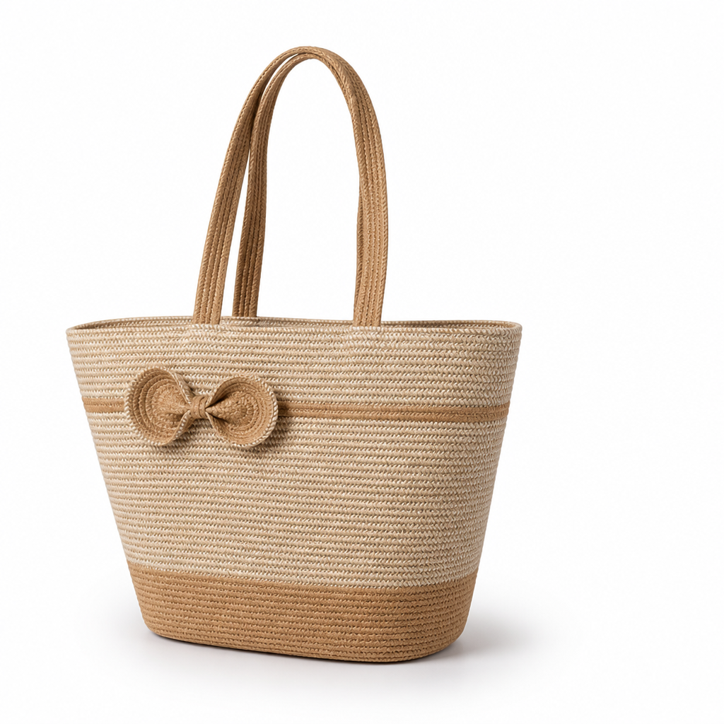 Spacious Woven Straw Beach Tote (45×28×14 cm)