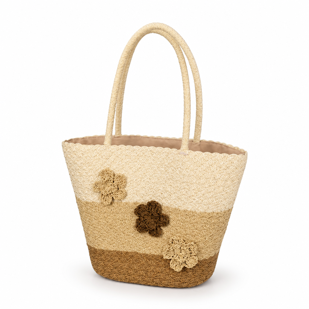 Spacious Woven Straw Beach Tote (45×28×14 cm)