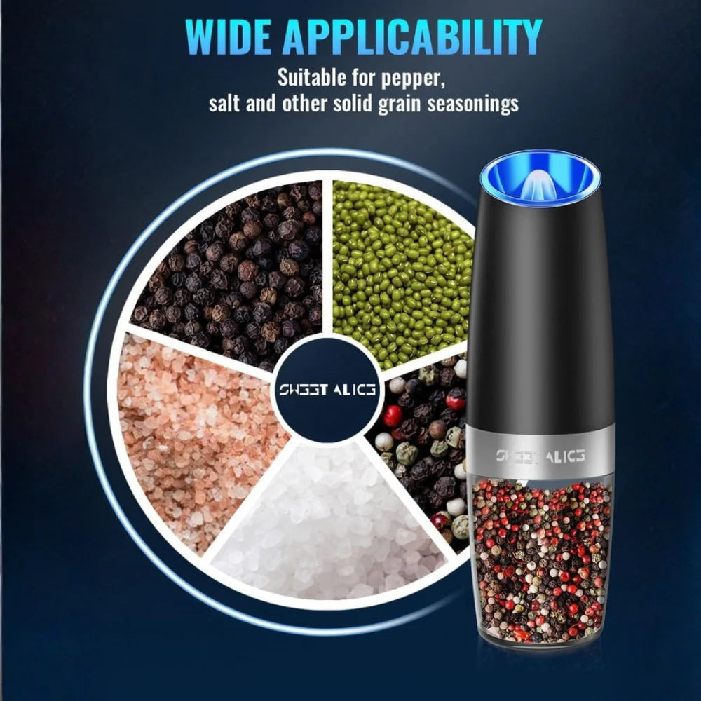 Spice Grinder Gravity-Activated One-Hand Adjustable Coarseness
