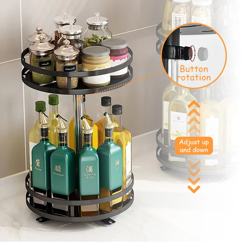 Spice Rack Organizer 360° Rotating Adjustable Stainless Steel