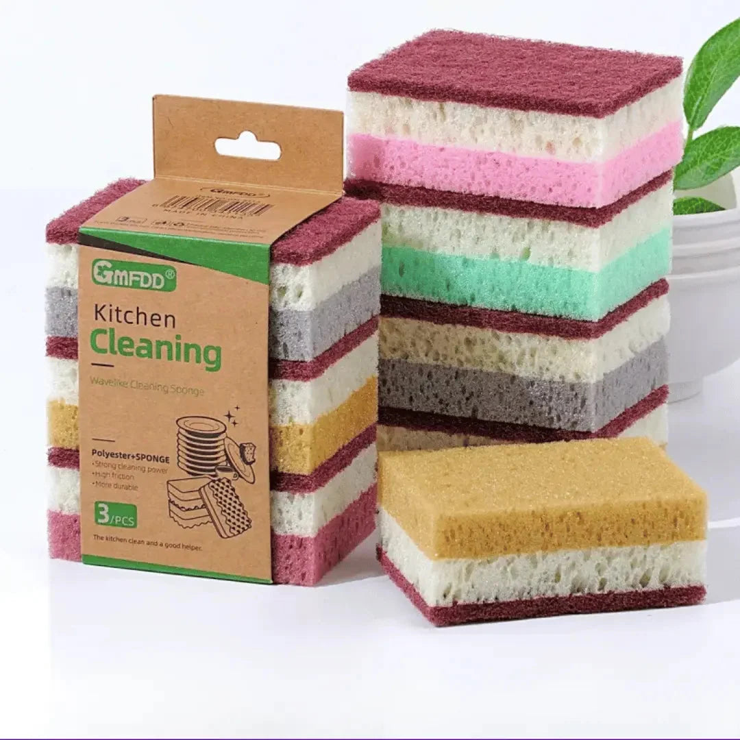 Sponge Brush Triple-Layer Non-Scratch Ergonomic Handle