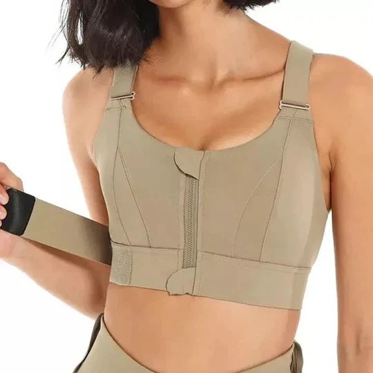Sports Bra High-Support Front-Zip Moisture-Wicking