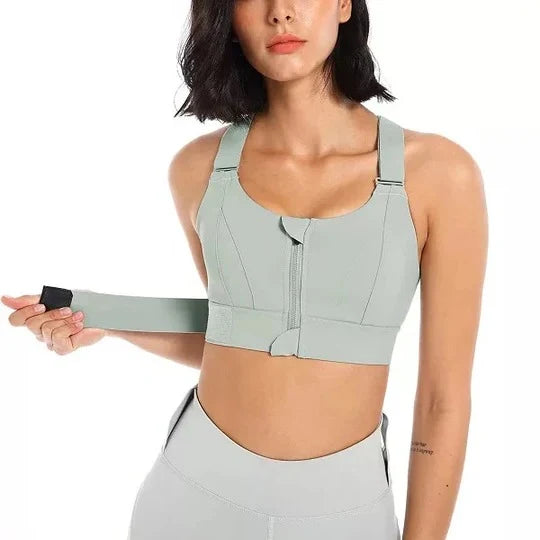 Sports Bra High-Support Front-Zip Moisture-Wicking