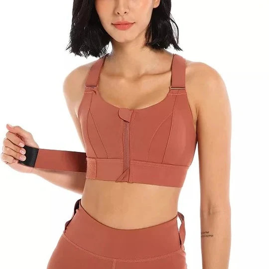 Sports Bra High-Support Front-Zip Moisture-Wicking