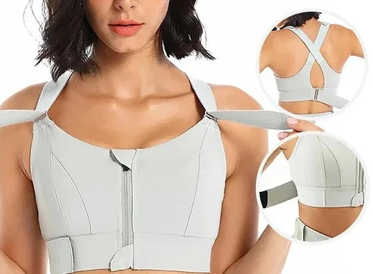 Sports Bra High-Support Front-Zip Moisture-Wicking