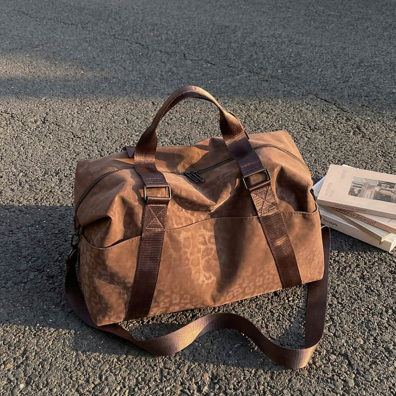 Sports Duffle Bag Leopard Print Multiple Pockets