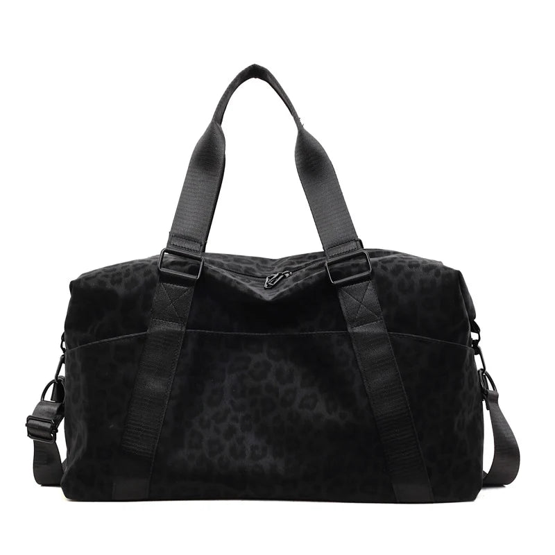 Sports Duffle Bag Leopard Print Multiple Pockets