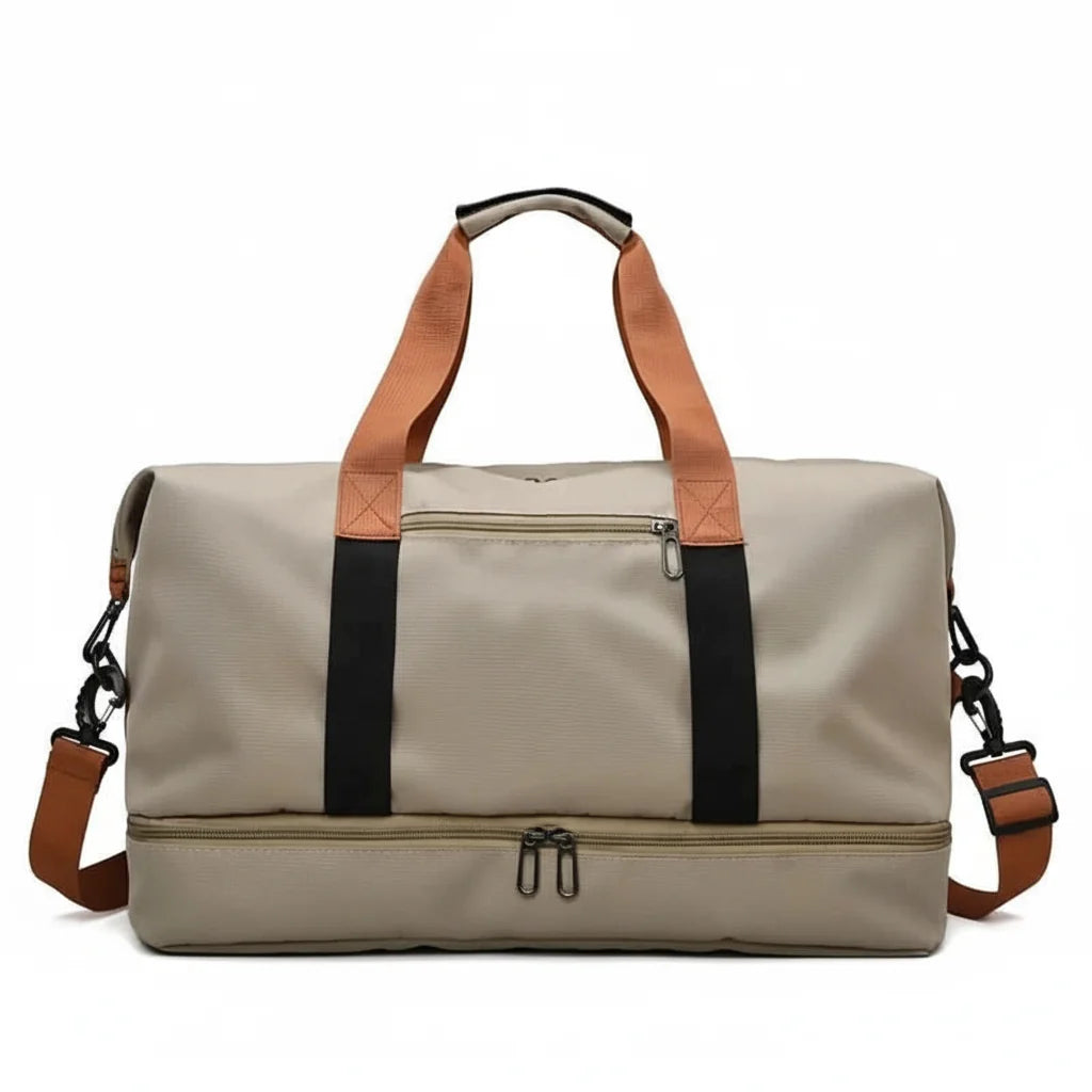 Sports Duffle Bag Separate Shoe & Wet-Dry Compartments Trolley Sleeve