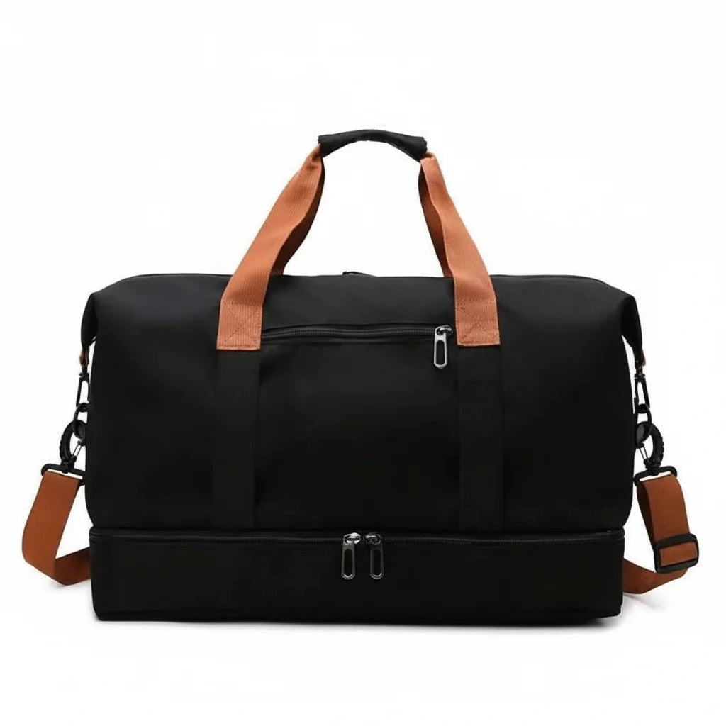 Sports Duffle Bag Separate Shoe & Wet-Dry Compartments Trolley Sleeve