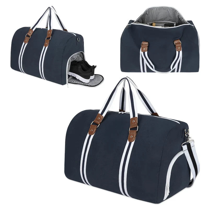 Sports Duffle Bag Shoe Compartment Water-Resistant Multiple Pockets