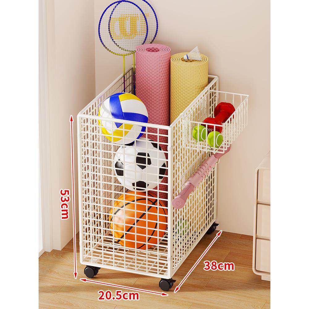 Sports Equipment Storage Cart Slim Wire Rolling Casters