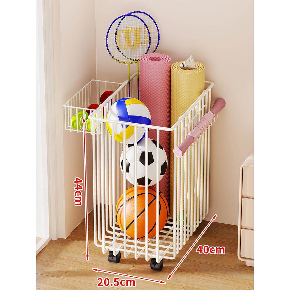 Sports Equipment Storage Cart Slim Wire Rolling Casters