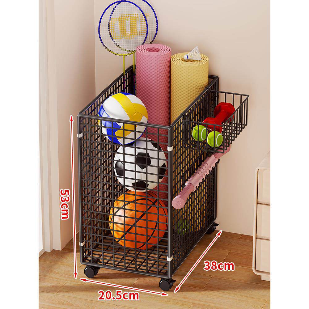 Sports Equipment Storage Cart Slim Wire Rolling Casters