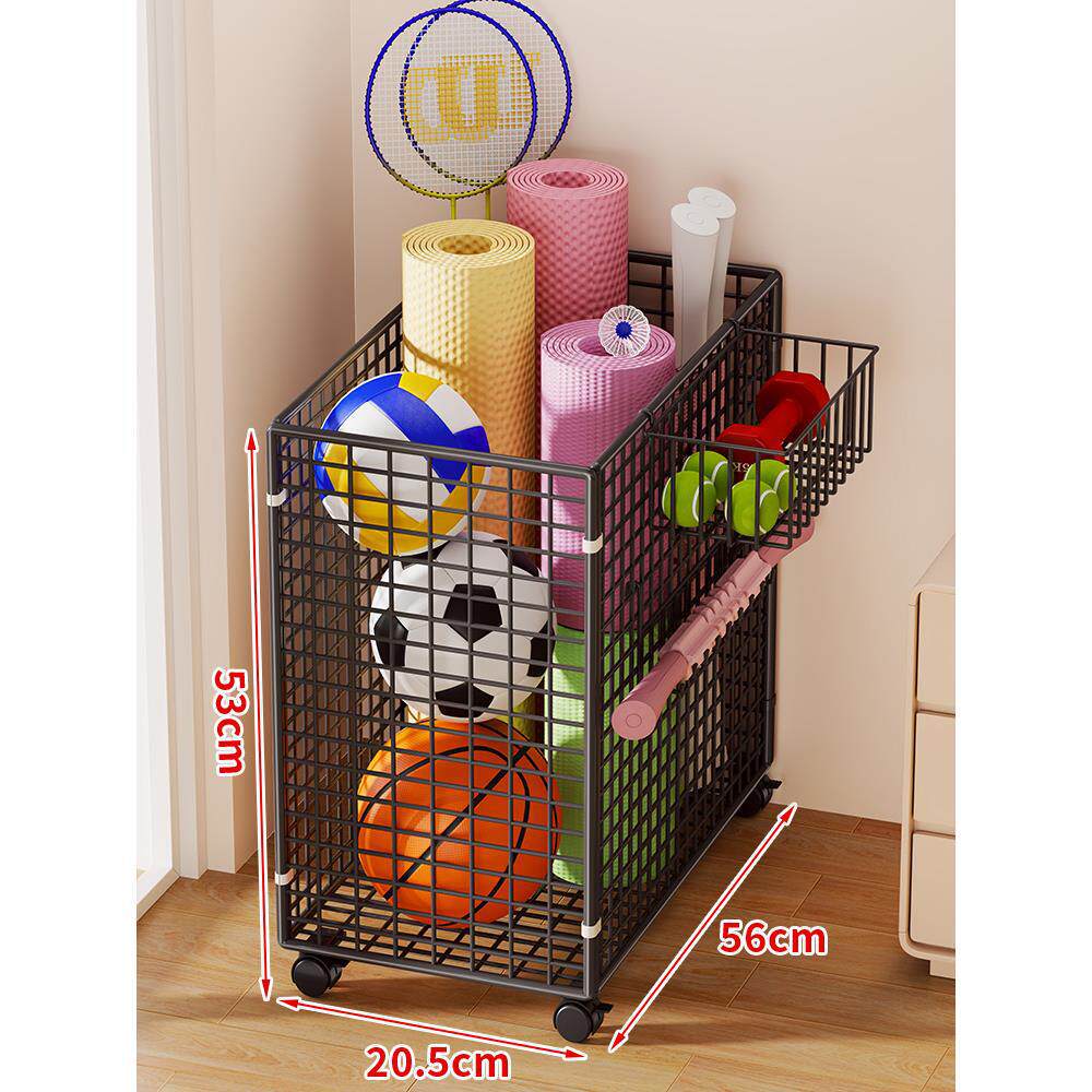 Sports Equipment Storage Cart Slim Wire Rolling Casters