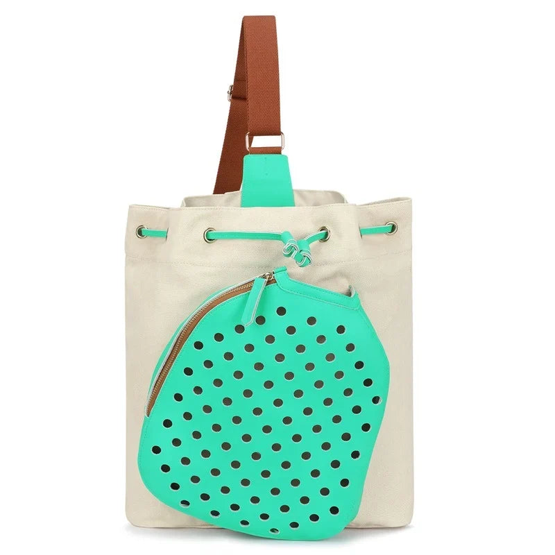 Sports Tote Bag Weather-Resistant Fabric Exterior Pouch & Adjustable Strap