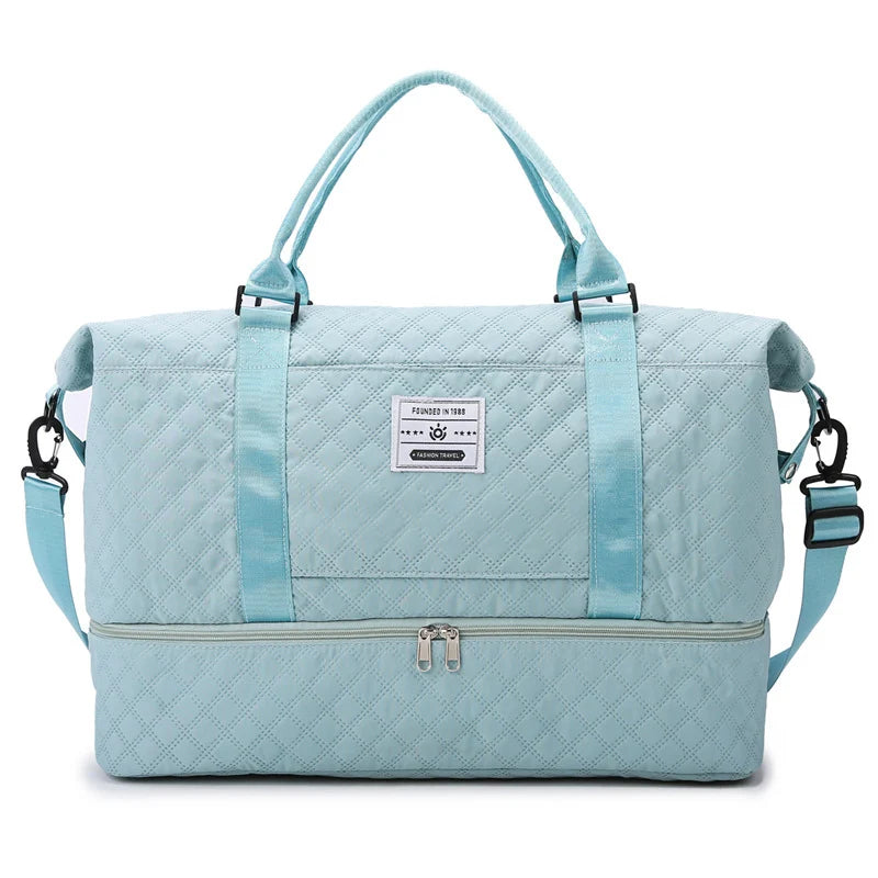 Sports Travel Bag Waterproof Spacious Quilted Detachable Strap
