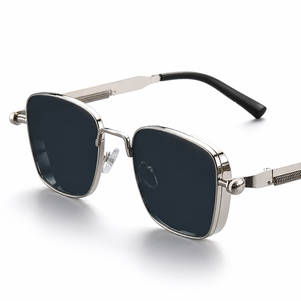 Square Metal Frame UV400 Mirror Lenses Sunglasses