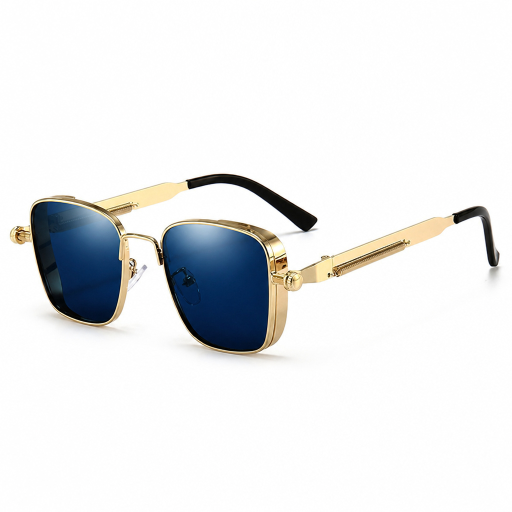 Square Metal Frame UV400 Mirror Lenses Sunglasses