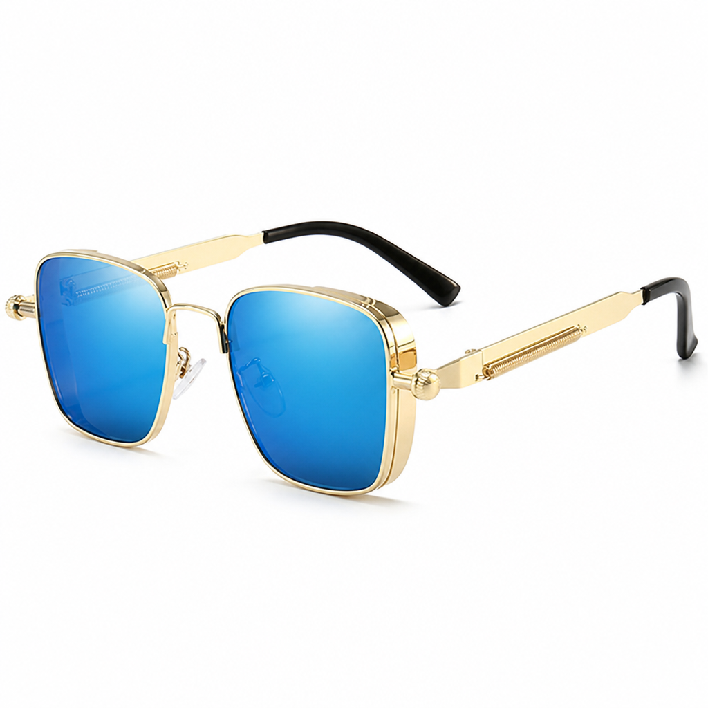 Square Metal Frame UV400 Mirror Lenses Sunglasses