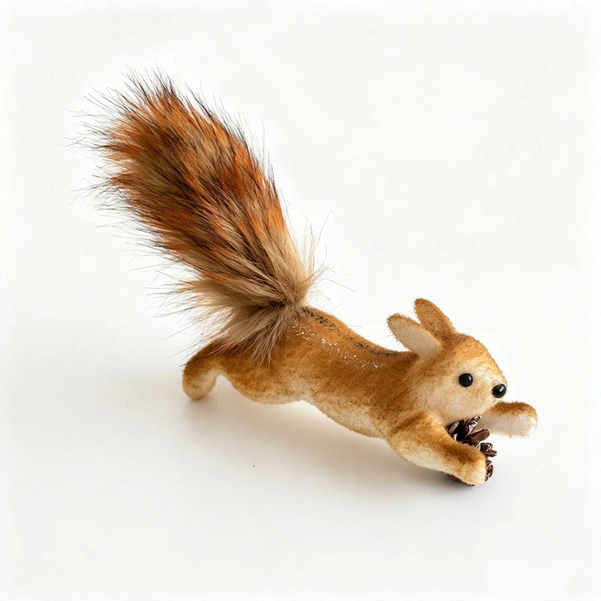Squirrel Figurine Lifelike Felt & Wood