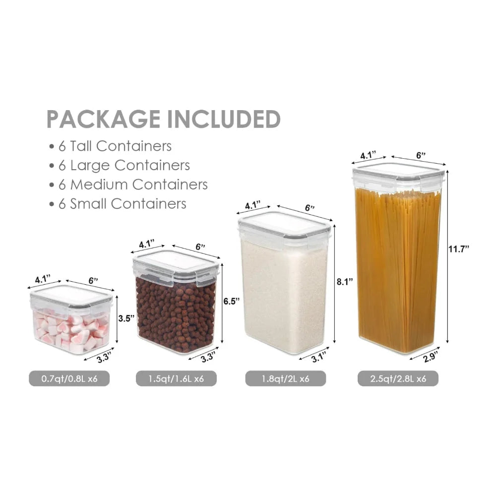 Stackable Container Set Clear Sides & Airtight Clamp Lids