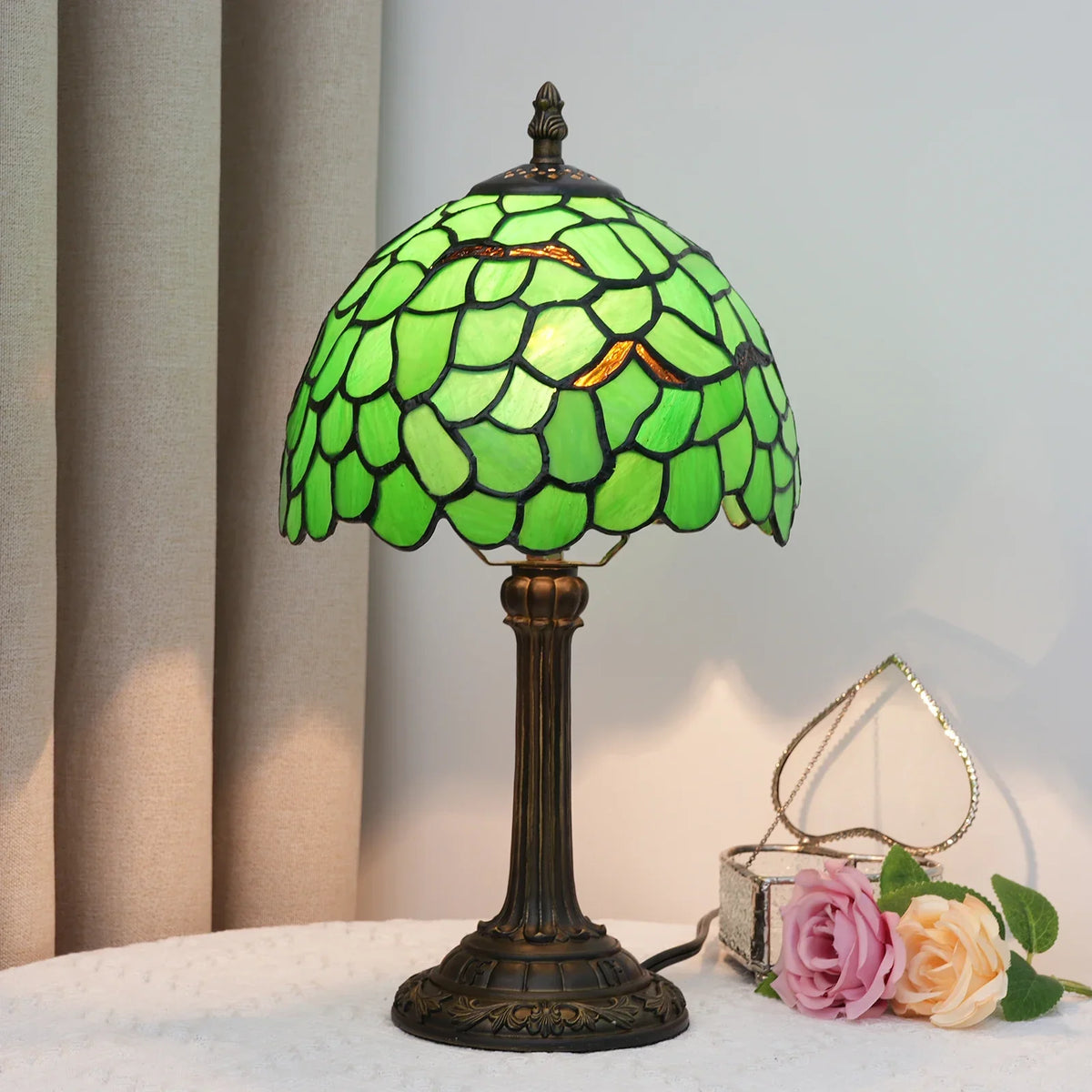 Stained Glass Table Lamp Warm Ambient Lighting E27 Socket