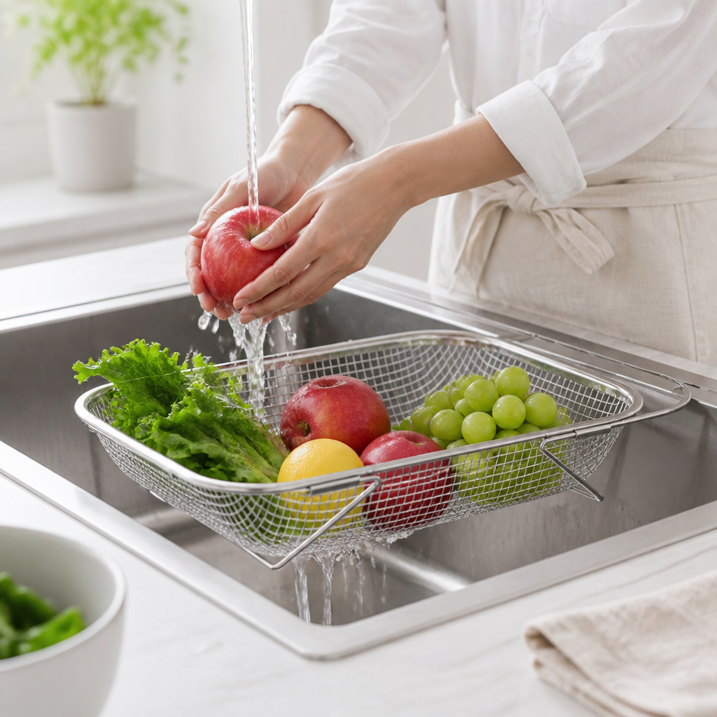 Stainless Steel Fine Mesh Sink Basket (Adjustable Width)