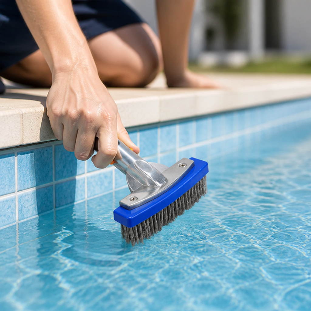 Stainless Steel Hard-Bristle Angled Pool Brush (5.5in)