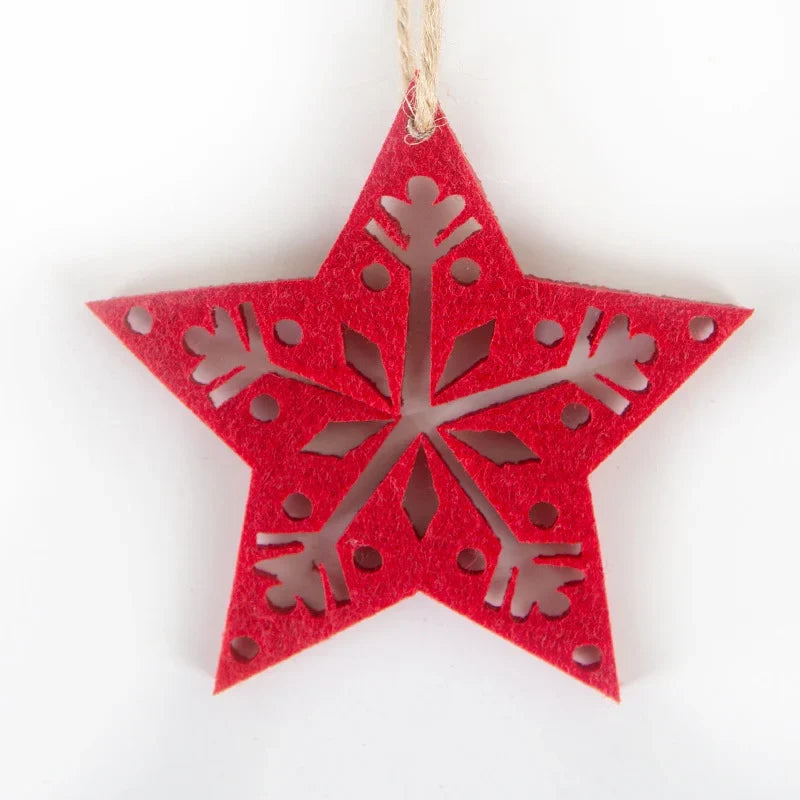 Star Ornament Felt With Hanging Cord