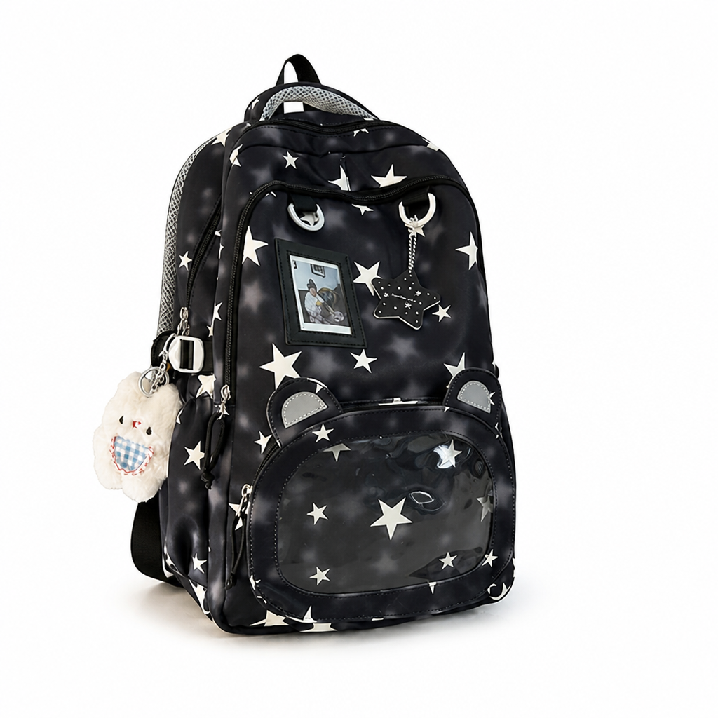 Star-Patterned Multi-Compartment Kids Backpack