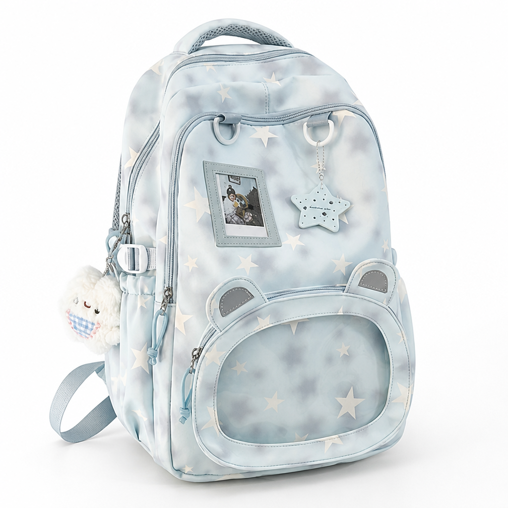 Star-Patterned Multi-Compartment Kids Backpack