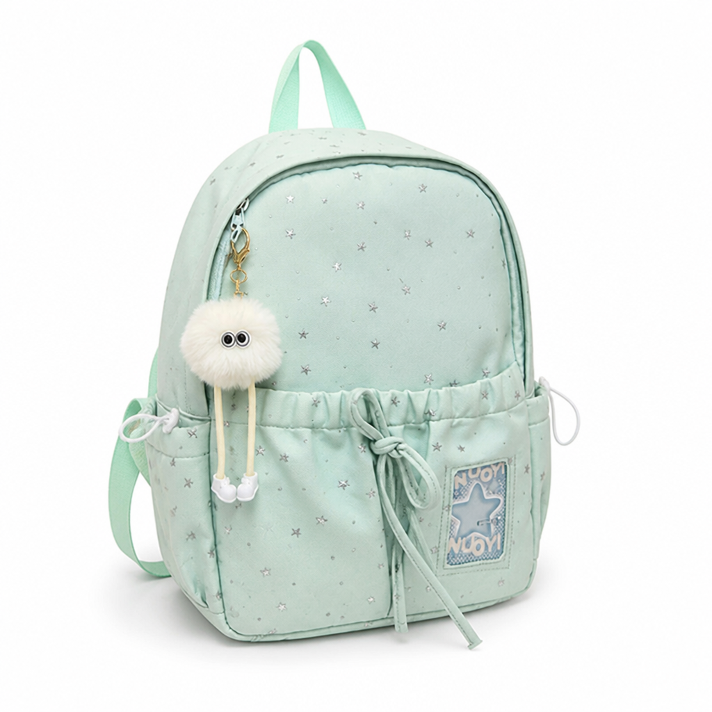 Star-Print Spacious School Backpack (Adjustable Straps)