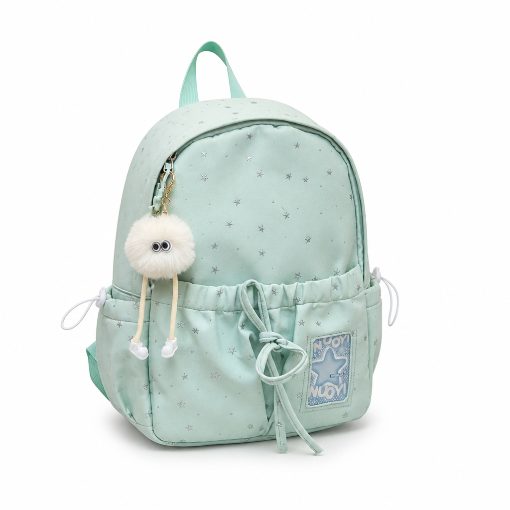Star-Print Spacious School Backpack (Adjustable Straps)