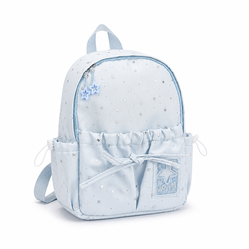 Star-Print Spacious School Backpack (Adjustable Straps)