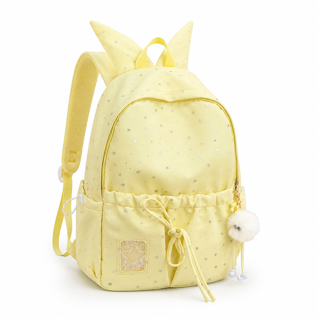 Star-Print Spacious School Backpack (Adjustable Straps)