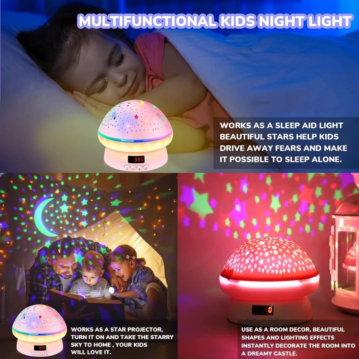 Star Projector 16 Colors 360-Degree Rotation Timer & Remote Control