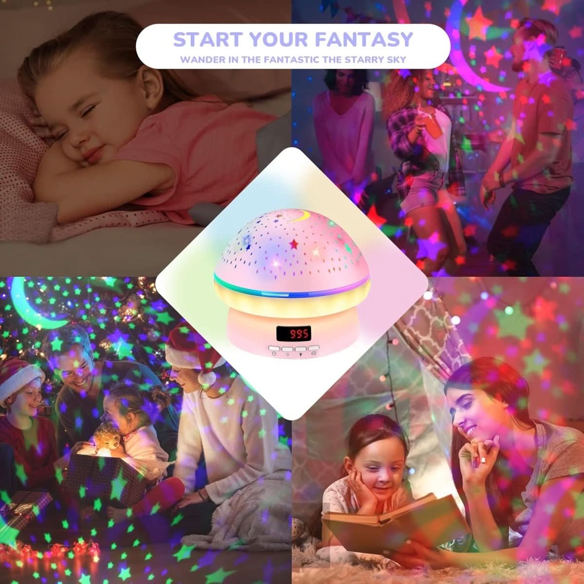 Star Projector 16 Colors 360-Degree Rotation Timer & Remote Control