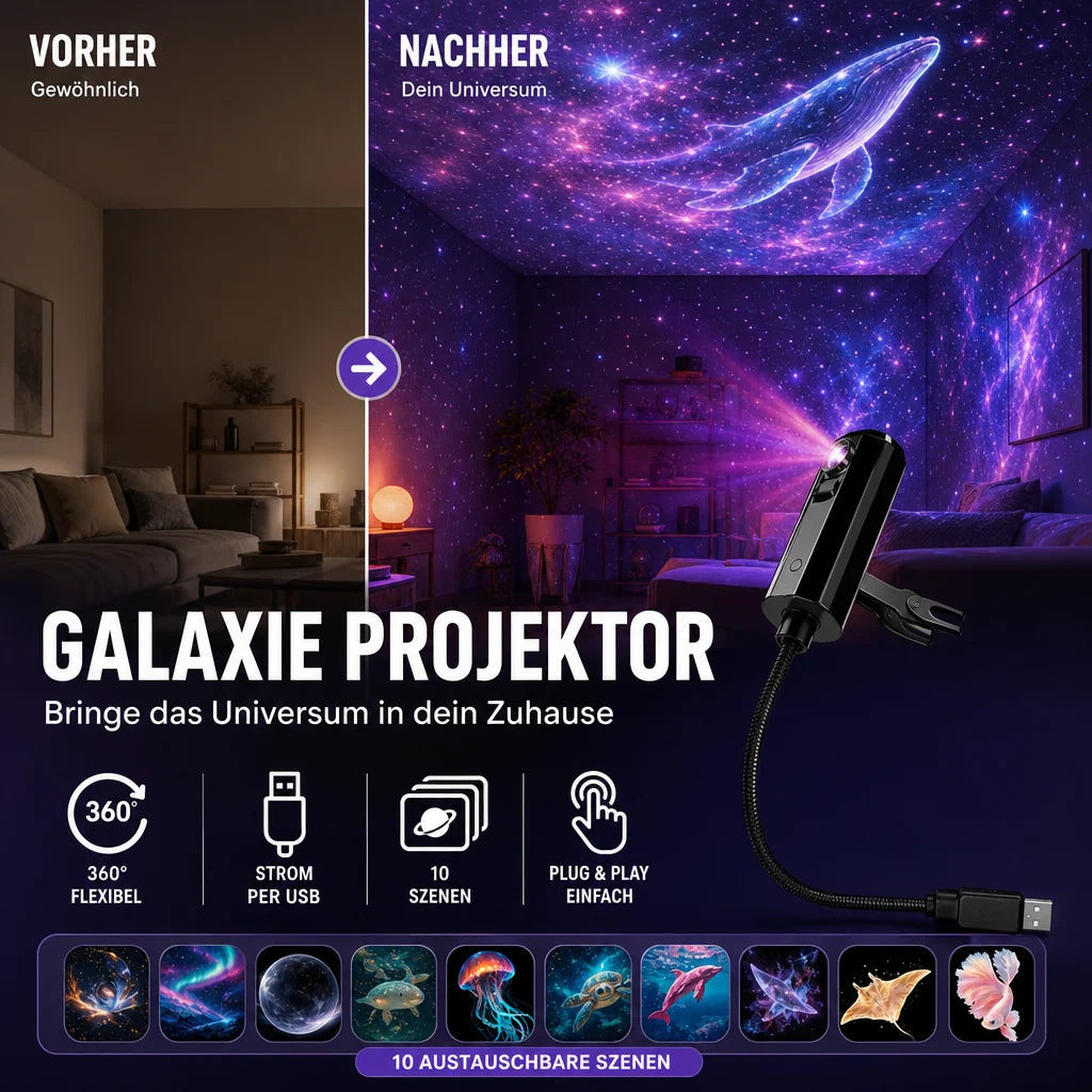 Star Projector Night Light 10 Interchangeable Slides USB Powered