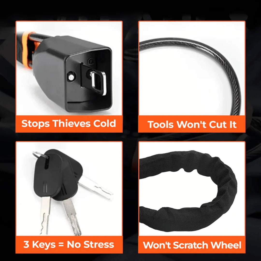 Steering Wheel Cable Lock Reinforced Steel High-Visibility Theft Deterrent
