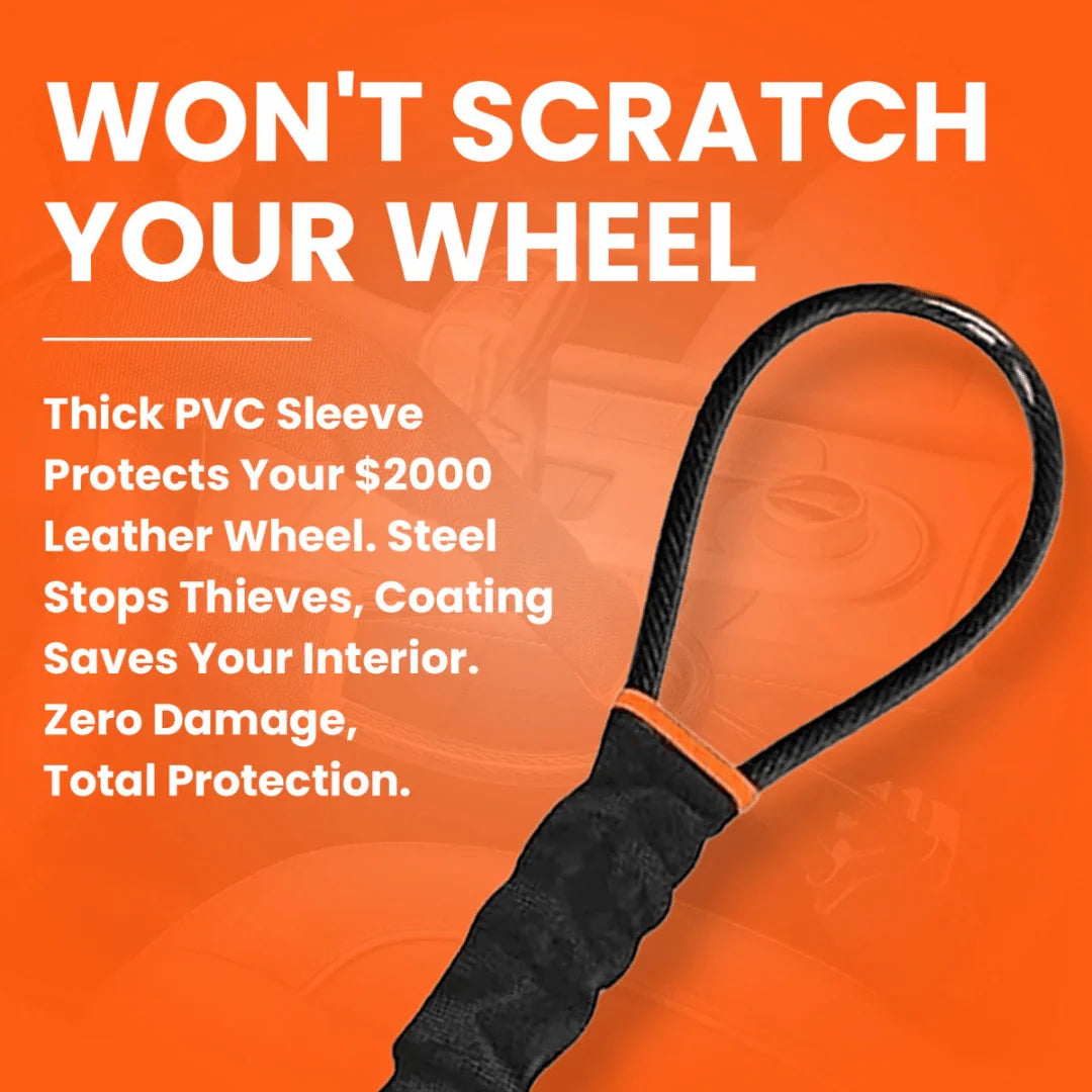 Steering Wheel Cable Lock Reinforced Steel High-Visibility Theft Deterrent