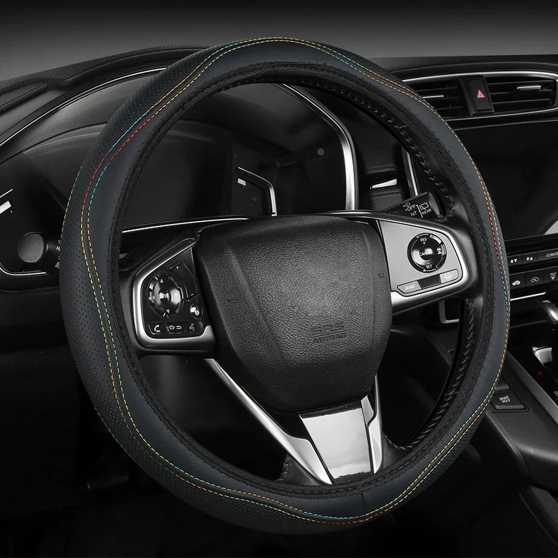 Steering Wheel Cover Perforated Faux Leather Anti-Slip Grip