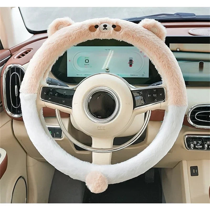 Steering Wheel Cover Plush Animal Design Warm Grip