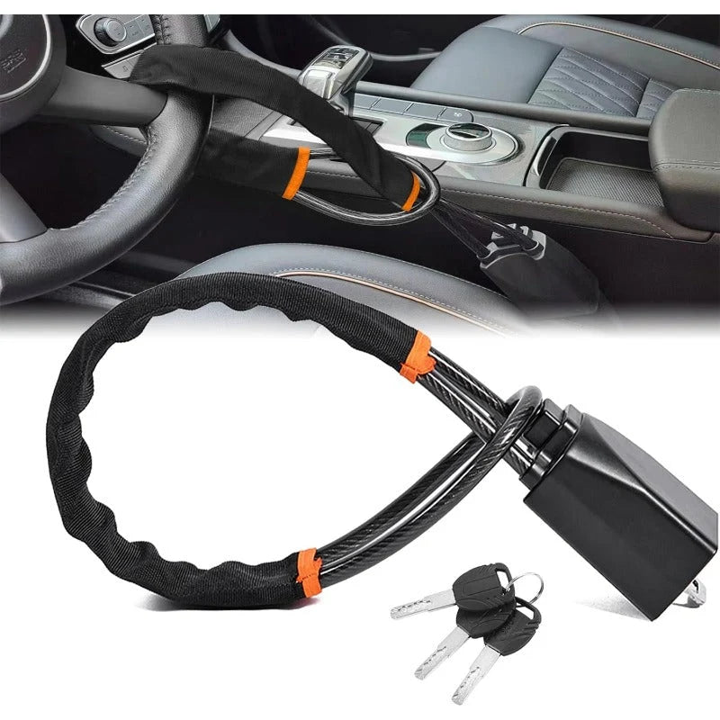 Steering Wheel Lock Braided Steel Seatbelt Anchor Design