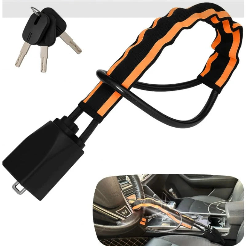 Steering Wheel Lock Braided Steel Seatbelt Anchor Design